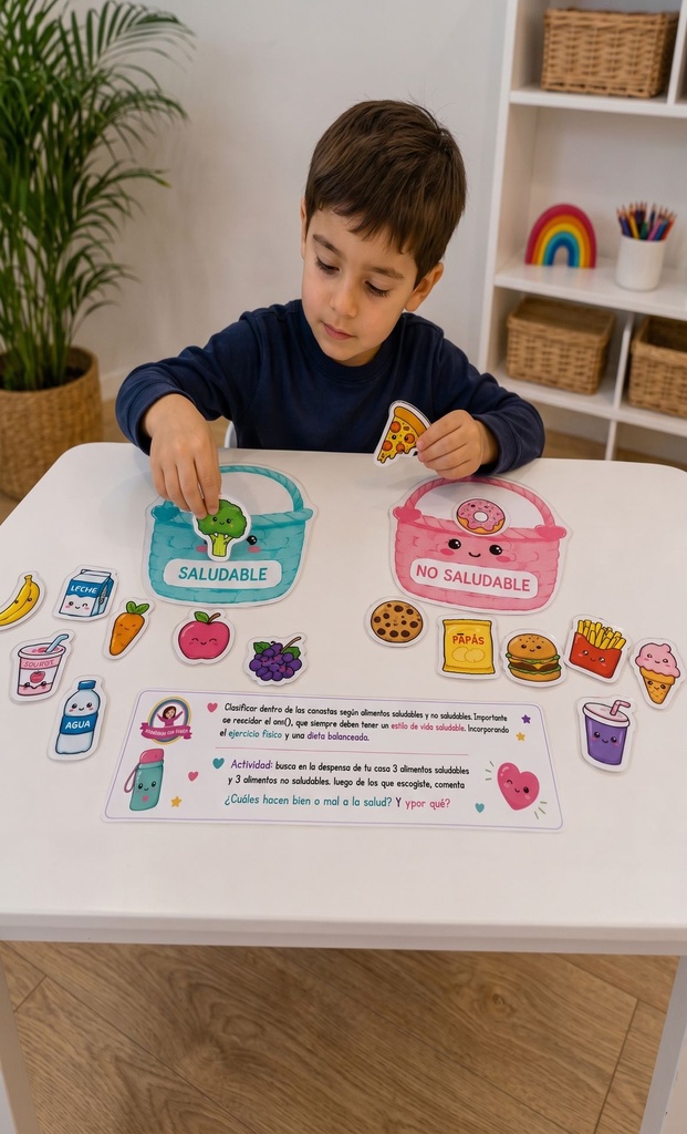 Clasificando alimentos saludables y no saludables